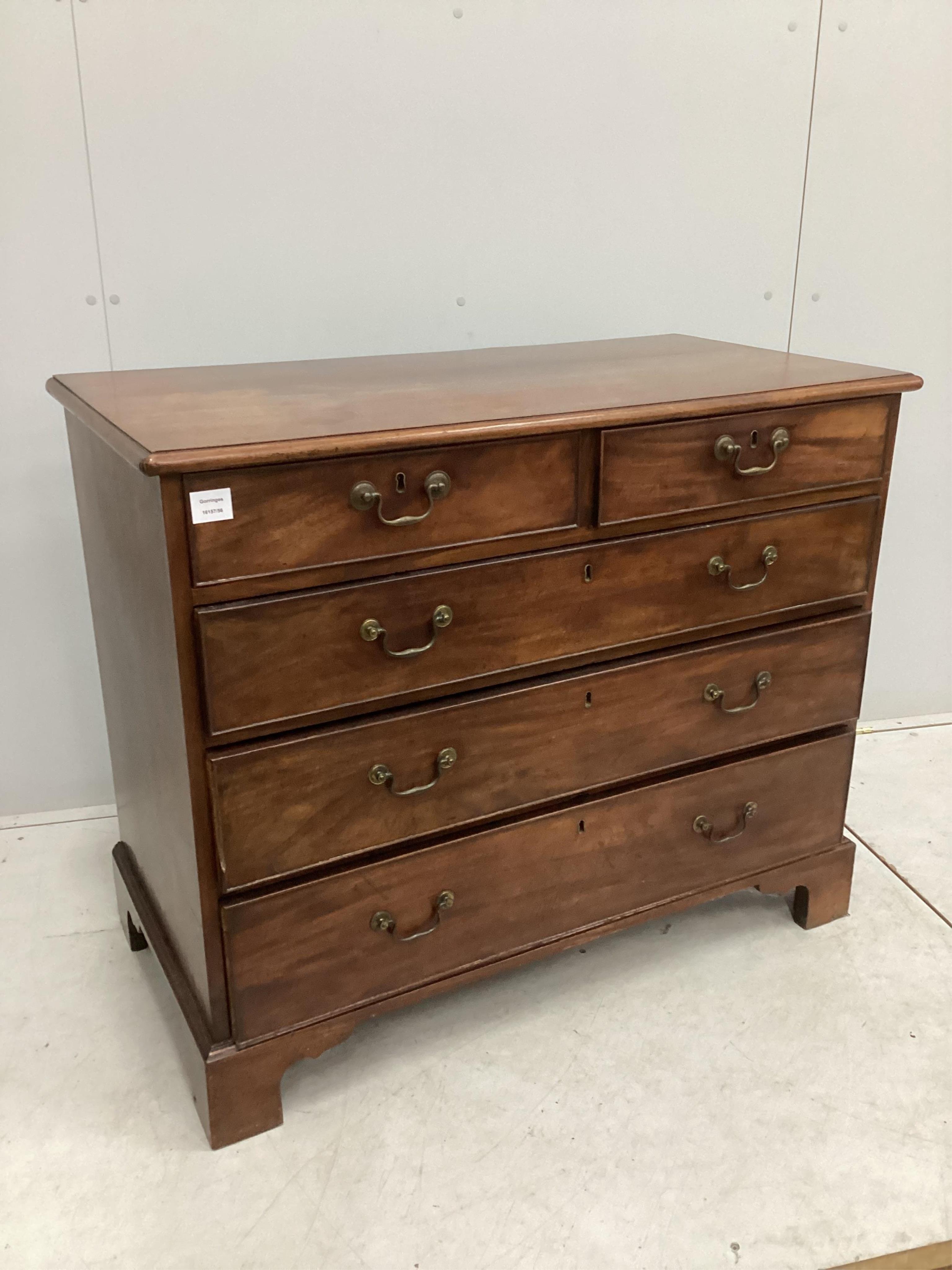 A George III mahogany five drawer chest, width 103cm, depth 53cm, height 85cm. Condition - good